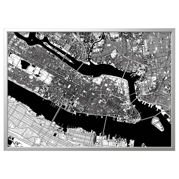 Картина с рамой, 140x100 см, Манхэттен с высоты/цвет алюминия IKEA BJÖRKSTA 994.168.11 - фото 1