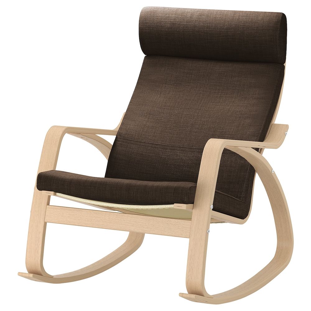Кресло-качалка, дубовый шпон, беленый/Шифтебу коричневый IKEA POÄNG ПОЭНГ 393.987.73 - фото 1