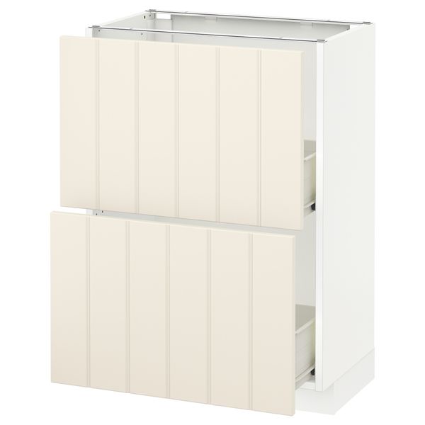 Напольный шкаф с 2 ящиками МЕТОД / ФОРВАРА, белый, Хитарп белый с оттенком - схема-чертеж с размерами