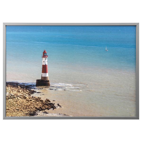 Картина с рамой БЬЁРКСТА, Маяк Бичи-Хед, цвет алюминия (140x100 см) - фото 1