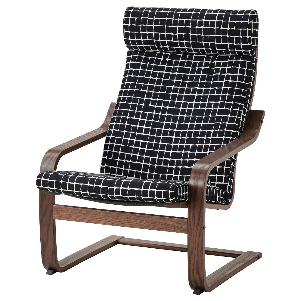 Кресло, коричневый/Storudden белый, черный IKEA POÄNG 994.240.62 - фото 1