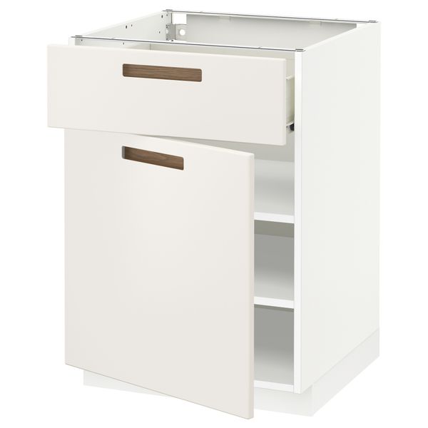 Напольный шкаф с ящиком, дверью МЕТОД / ФОРВАРА, белый, Мэрста белый - схема-чертеж с размерами