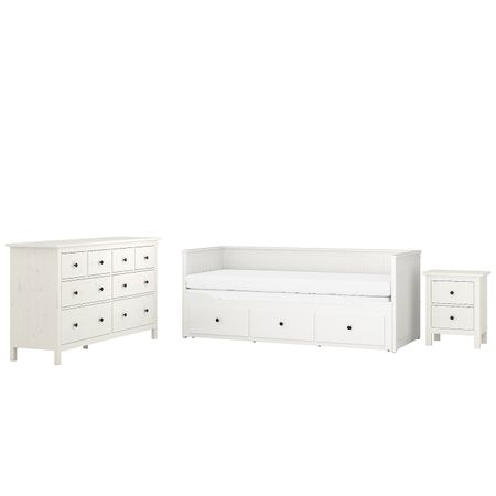Комплект мебели для/спальни, 3 предм., белая морилка 80x200 см IKEA HEMNES ХЕМНЭС 094.879.97