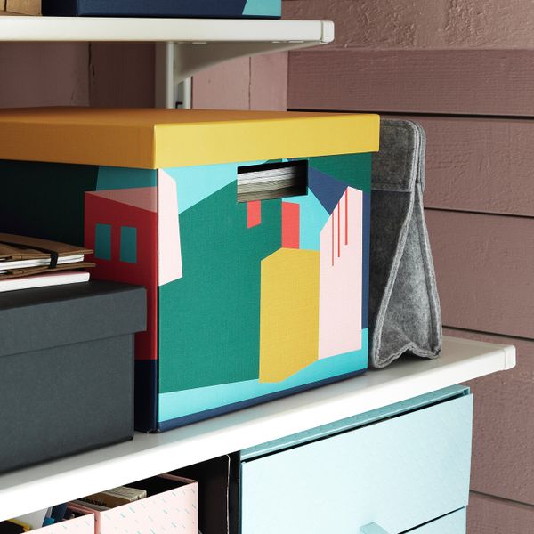 Коробка с крышкой, желтый, 25x35x20 см IKEA ТЬЕНА 804.341.36 - фото 2