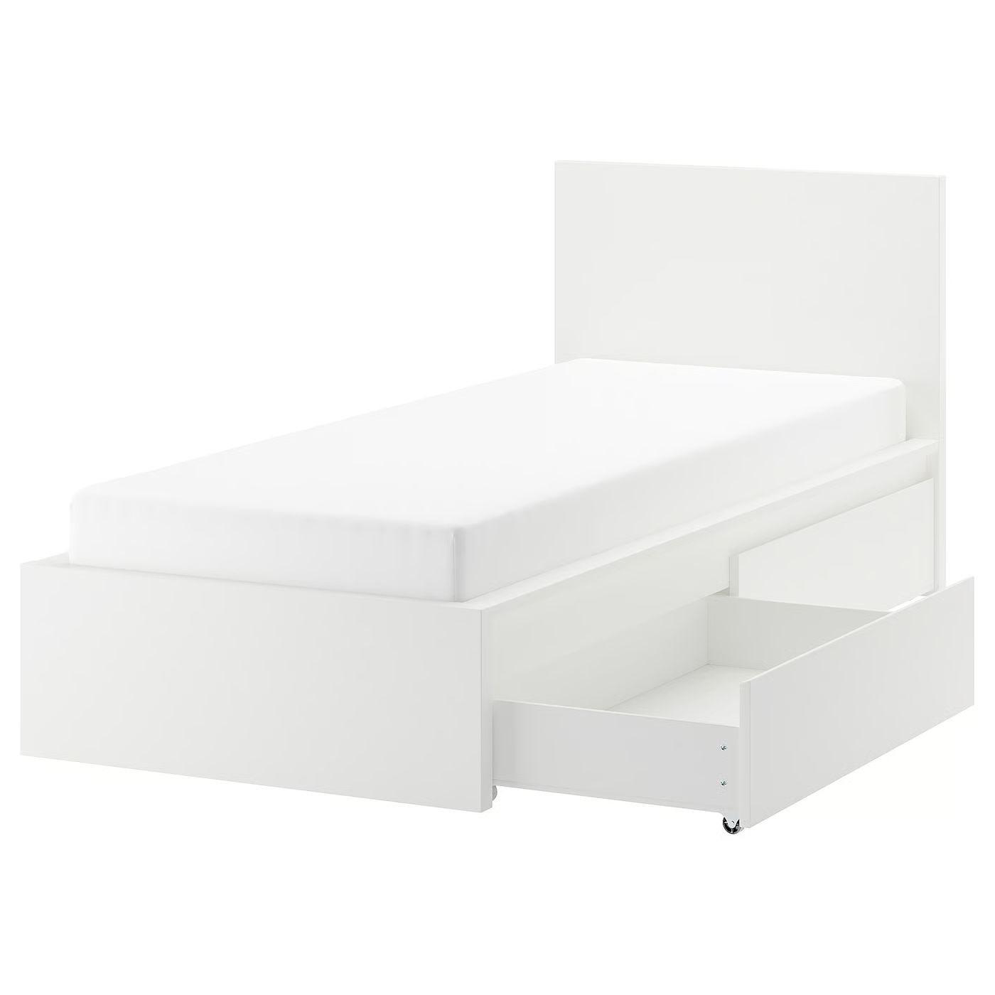 MALM Каркас кровати+2 кроватных ящика – белый 90×200 см