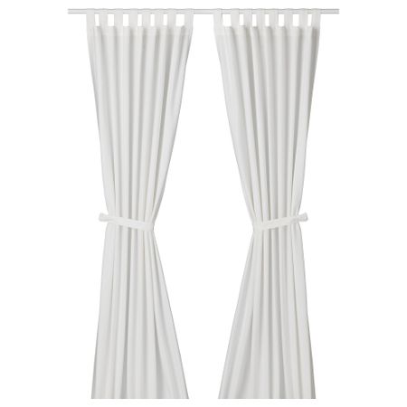 Гардины с прихватом, 2 шт., 140x300 см, белый IKEA LEN ЛЕНDA ЛЕНДА 500.901.16