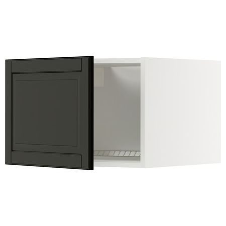 METOD Верхний шкаф д/холодильн/морозильн - белый/Bodbyn чёрный 60x40 см