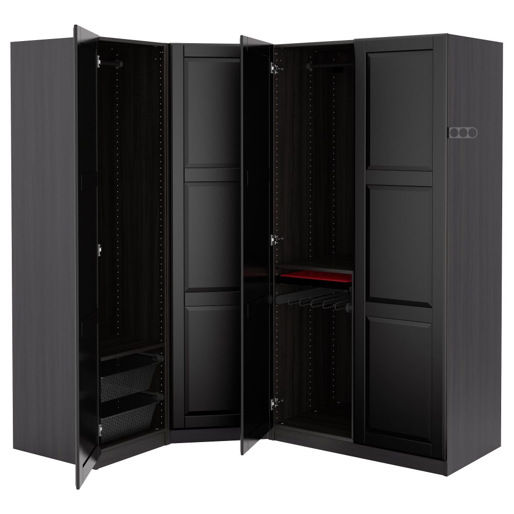 Гардероб ПАКС, черно-коричневый, Ундредаль черный - фото 1