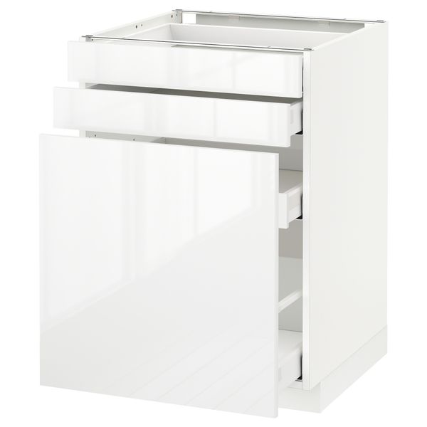 Напольный шкаф с выдвижными модулями, 2 фронтальные панели МЕТОД / МАКСИМЕРА, белый, Рингульт белый - схема-чертеж с размерами