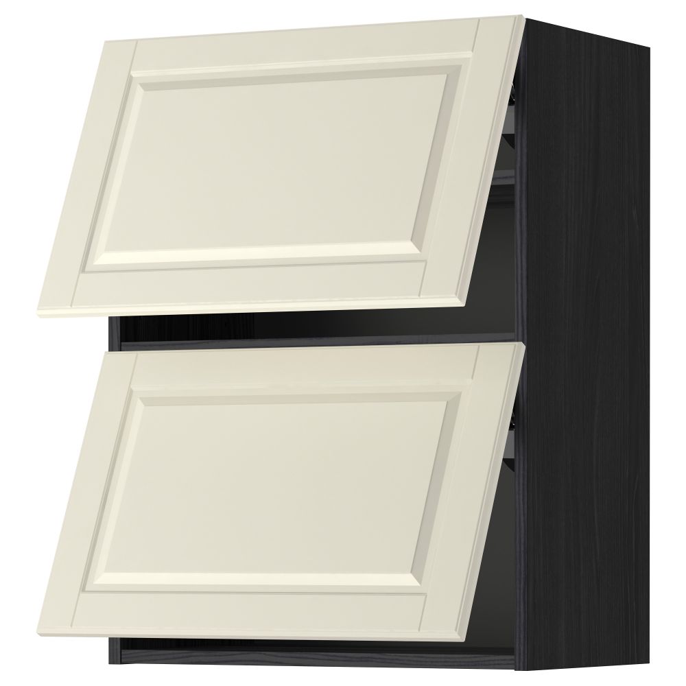 Навесной шкаф, 2 дверцы, горизонтальный МЕТОД, черный, Будбин белый с оттенком - схема-чертеж с размерами