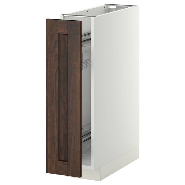 Напольный шкаф, выдвижной внутрений элемент МЕТОД, белый, Эдсерум коричневый (20x60 см) - схема-чертеж с размерами