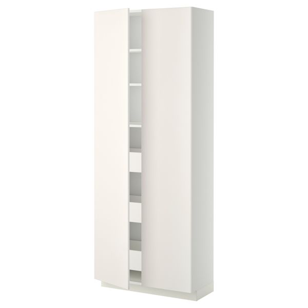 Высокий шкаф с ящиками, 2 дверцы МЕТОД / МАКСИМЕРА, белый, Веддинге белый (80x37x200 см) - фото 1