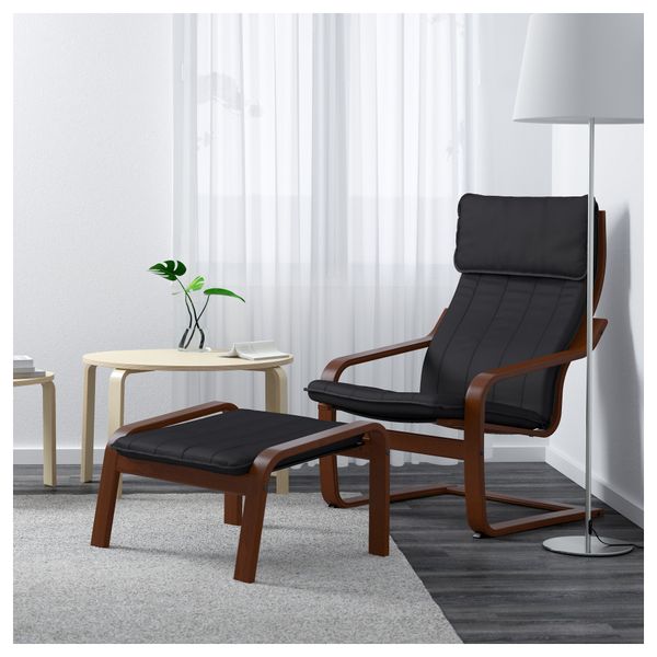 Табурет для ног ПОЭНГ, классический коричневый, Ранста черный - фото 2