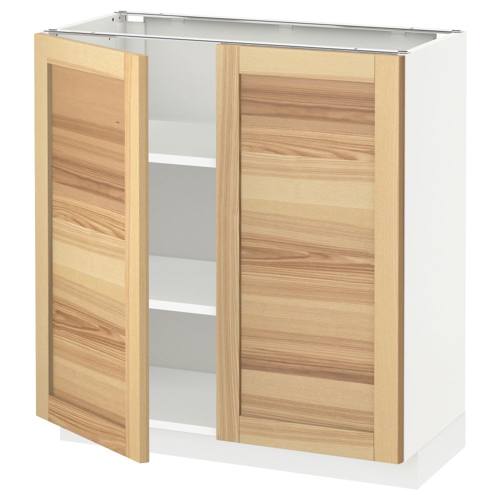 Напольный шкаф с полками, 2 двери МЕТОД, белый, Торхэмн ясень - схема-чертеж с размерами