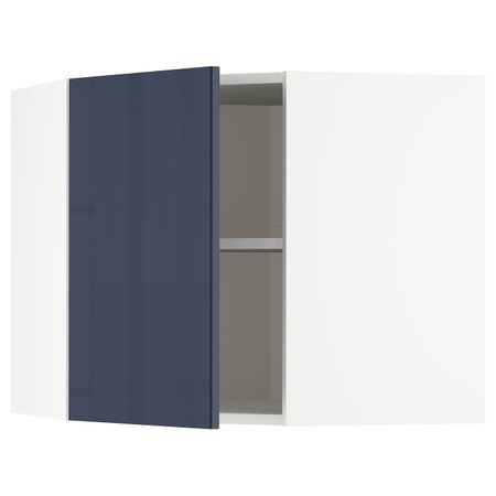 Угловой навесной шкаф с полками, белый/Ерста черно-синий 68x60 см IKEA METOD МЕТОД 692.755.77