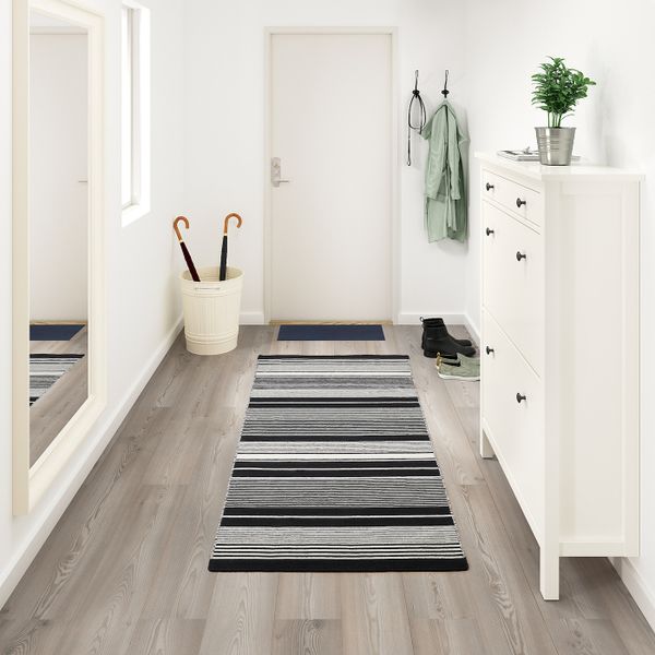 Ковер безворсовый, черный/белый, полоска 80x200 см IKEA ВЕСЛЁС 004.187.05 - фото 4