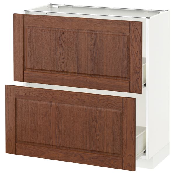 Напольный шкаф с 2 ящиками МЕТОД / ФОРВАРА, белый, Филипстад коричневый - схема-чертеж с размерами
