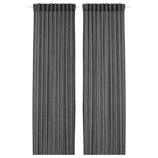 Гардины, 1 пара ЛЕЙОНГЭП, темно-серый (145x300 см) - фото 1