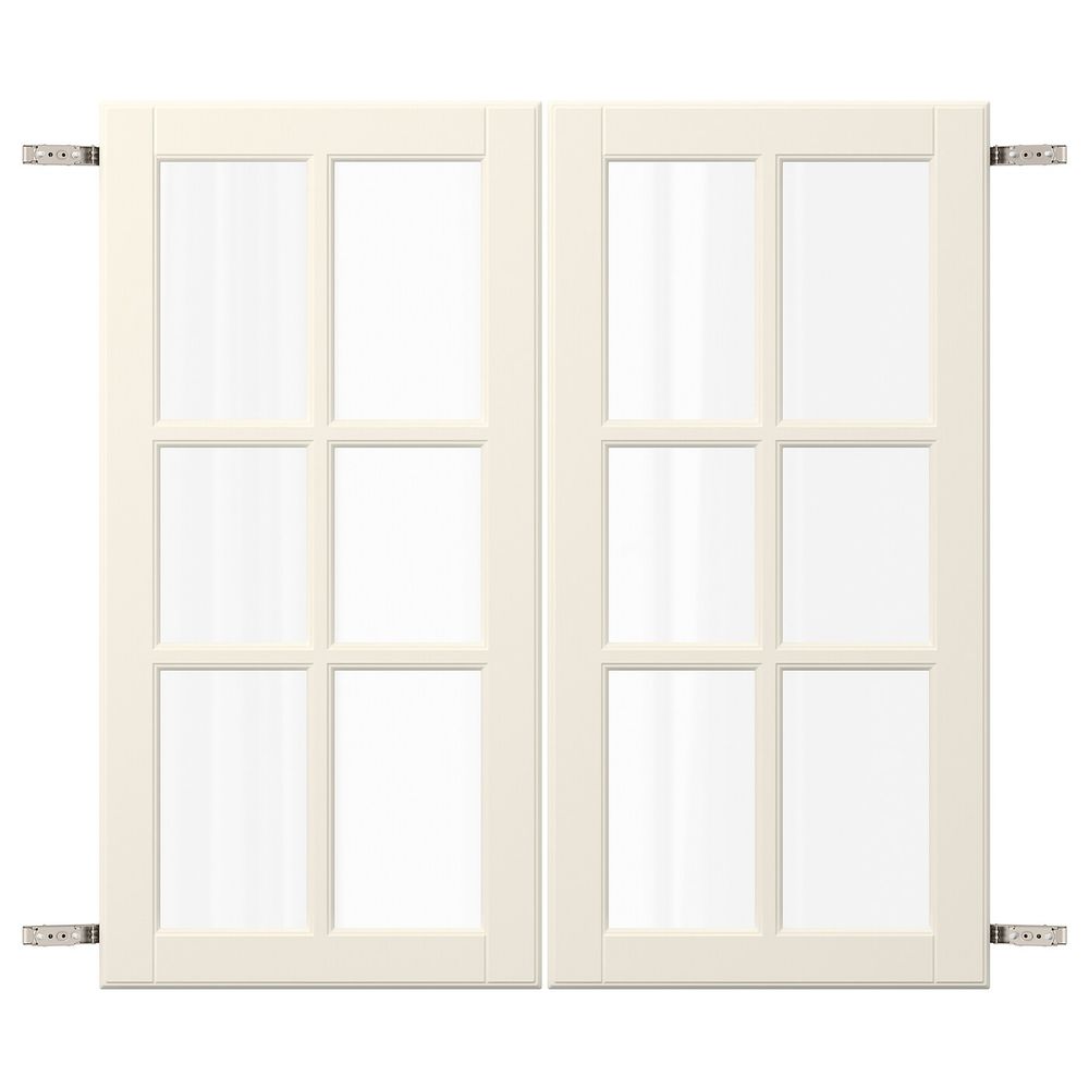 Пара дверец с петлями, белый с оттенком 80x80 см IKEA BODBYN БУДБИН 392.851.01 - схема-чертеж с размерами