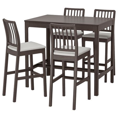 Барн стол + 4 барного стула, темно-коричневый/Рамна светло-серый 120 см IKEA EKEDALEN ЭКЕДАЛЕН / EKEDALEN ЭКЕДАЛЕН 093.042.24
