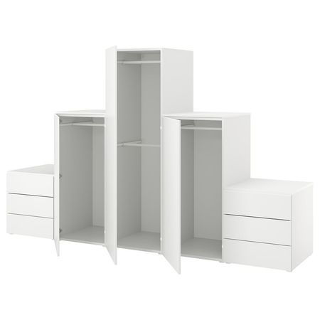 PLATSA Гардероб с 3 дверями/6 ящиками - белый/Fonnes белый 300x57x181 см