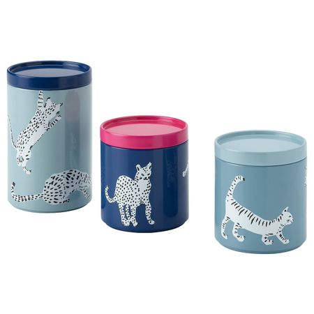 Емкость с крышкой, 3 шт., кот/разноцветный IKEA PLUGGHÄST ПЛУГГХЭСТ 804.820.33