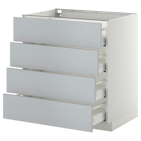 Напольный шкаф 4 фронтальных панели, 4 ящика МЕТОД / МАКСИМЕРА, белый, Веддинге серый - схема-чертеж с размерами