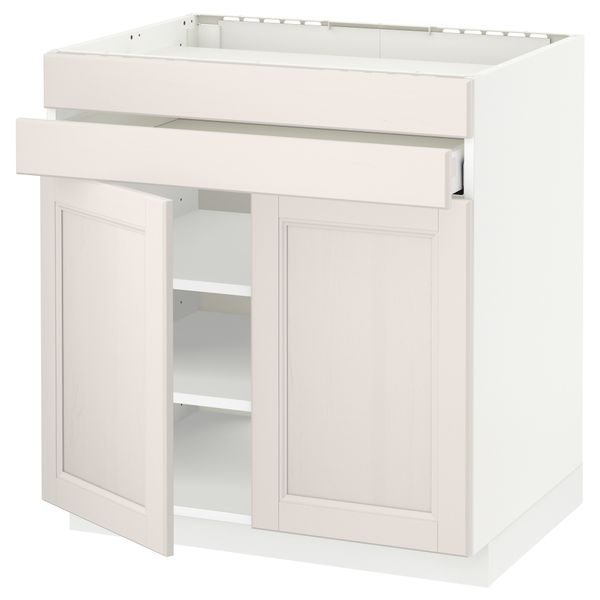 Напольный шкаф для варочной панели, 2 ящика, 2 фасада, 1 ящик МЕТОД / МАКСИМЕРА, белый, Лаксарби белый (80x60 см) - схема-чертеж с размерами