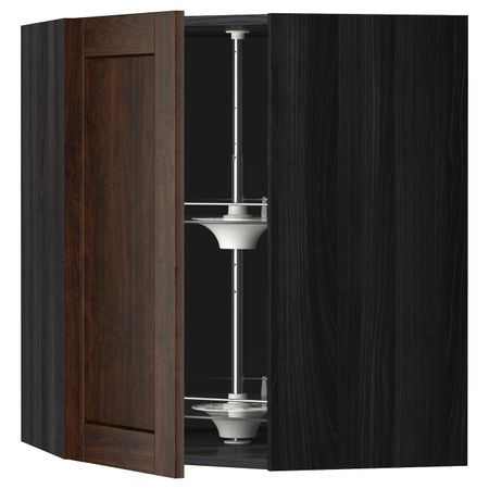 Угловой навесного шкаф с вращающейся секц, черный/Эдсерум коричневый 68x80 см IKEA МЕТОД 992.266.32