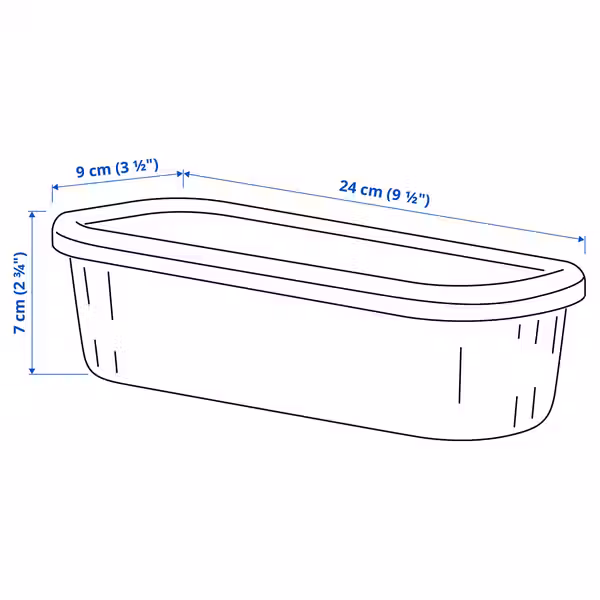 RYKTA РЮКТА Контейнер с крышкой - прозрачный серо-синий 9x24x7 см/0.5 л - фото 6