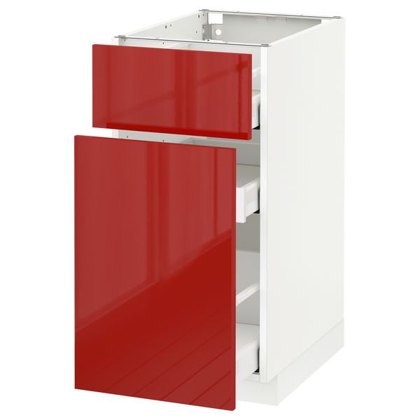 Напольный шкаф, выдвижной секцией, ящик МЕТОД / МАКСИМЕРА, белый, Рингульт красный - схема-чертеж с размерами