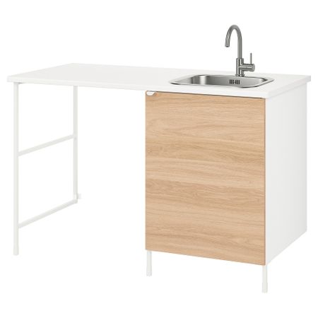 Комбинация для домашней прачечной, белый, под дуб, 139x63.5x90.5 см IKEA BEGIVENHET БЕГИВЕНХЕТ 795.545.49