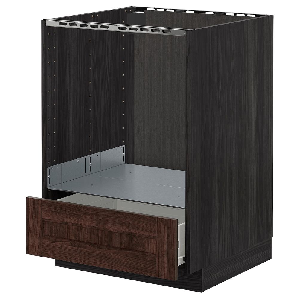 Напольный шкаф для духовки, с ящиком, черный/Эдсерум коричневый 60x60 см IKEA МЕТОД / ФОРВАРА 292.616.95 - схема-чертеж с размерами