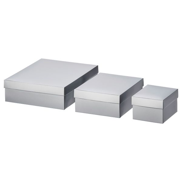Коробка подарочная, 3 штуки, серебристый IKEA ВИНТЕР 2019 604.623.14 - фото 1