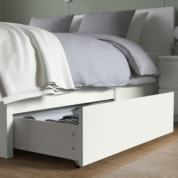 Каркас кровати с 4 ящиками, белый, Lindbåden, 140x200 см IKEA MALM МАЛЬМ 094.950.06 - фото 7