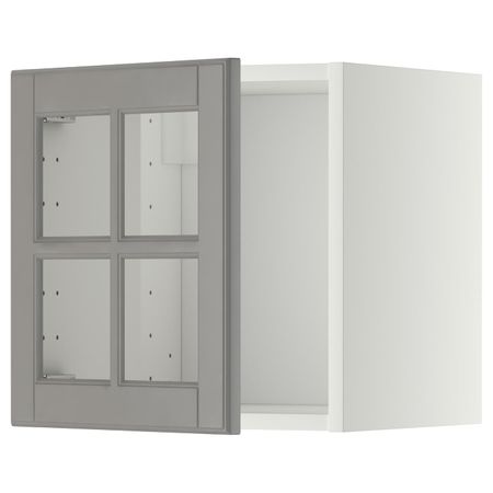 Навесной шкаф со стеклянной дверью, белый/Будбин серый 40x40 см IKEA METOD МЕТОД 892.277.45