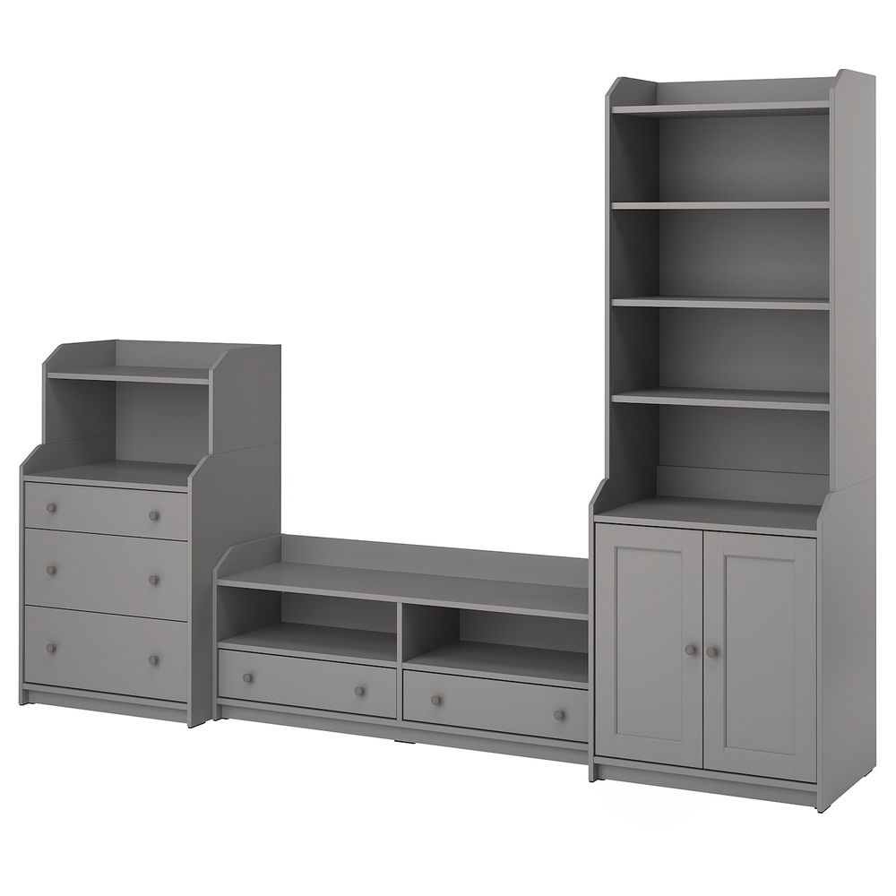 Комбинация для хранения/под ТВ, серый 277x46x199 см IKEA HAUGA ХАУГА 093.887.23 - фото 1