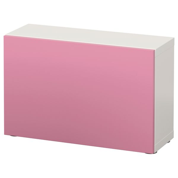 Стеллаж с дверью БЕСТО, белый, Лаппвикен розовый (60x20x38 см) - схема-чертеж с размерами