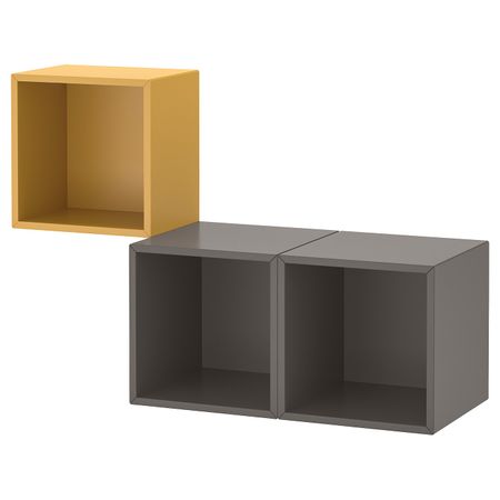 Комбинация настенных шкафов, золотисто-коричневый/темно-серый 105x35x70 см IKEA EKET ЭКЕТ 092.863.57