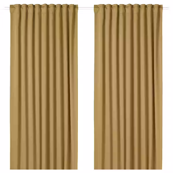 MAJGULL Затемняющие гардины, 2 шт. - бежево-желтый/с лентой 145x300 см - фото 1