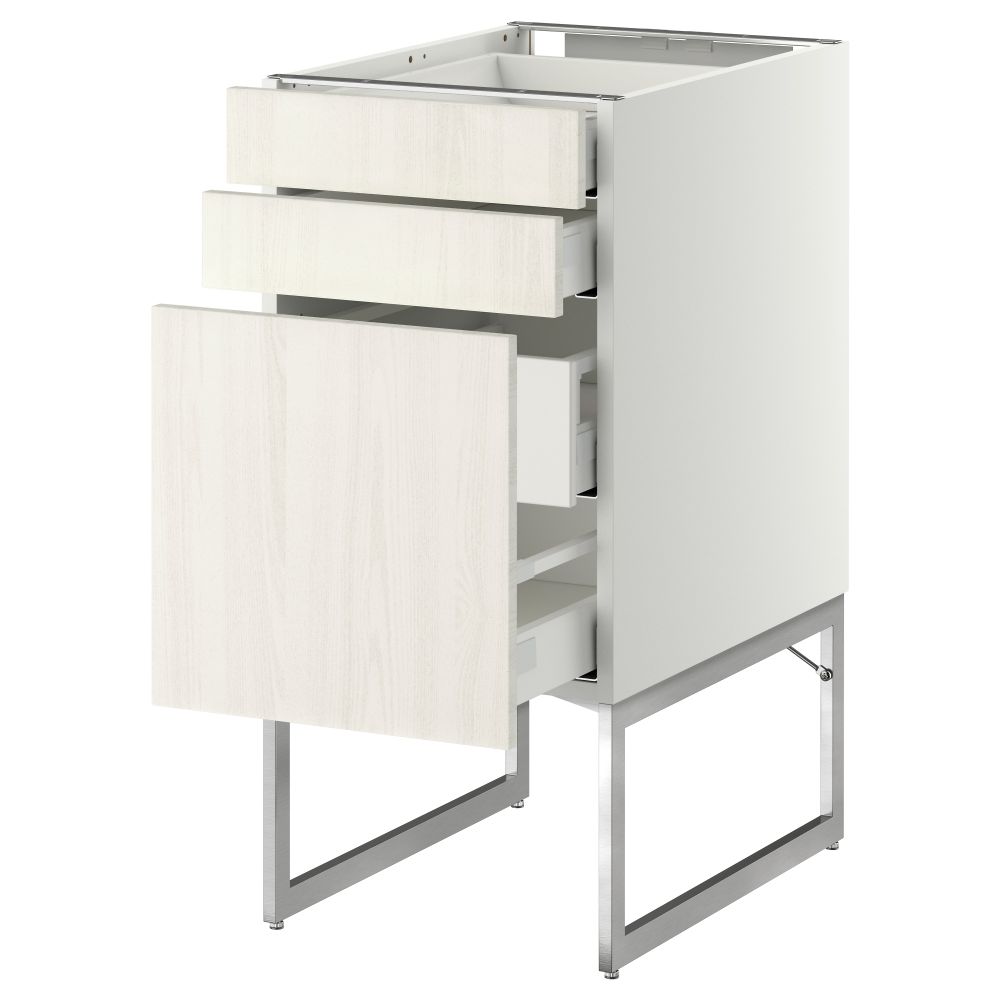 Напольный шкаф 3 фронтальных панели, 2 нижних, 2 средних ящика МЕТОД / МАКСИМЕРА, белый, Росдаль белый - схема-чертеж с размерами