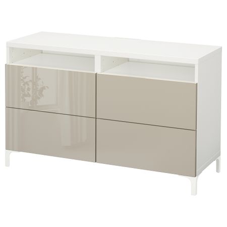 Тумба для ТВ с ящиками, 120x40x74 см, белый, Selsviken глянцевый, бежевый IKEA BESTÅ БЕСТО 991.939.38