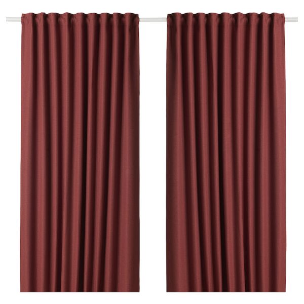 Затемняющие гардины, 1 пара, коричнево-красный, 145x300 см IKEA АННАКАЙСА 903.952.62 - фото 1