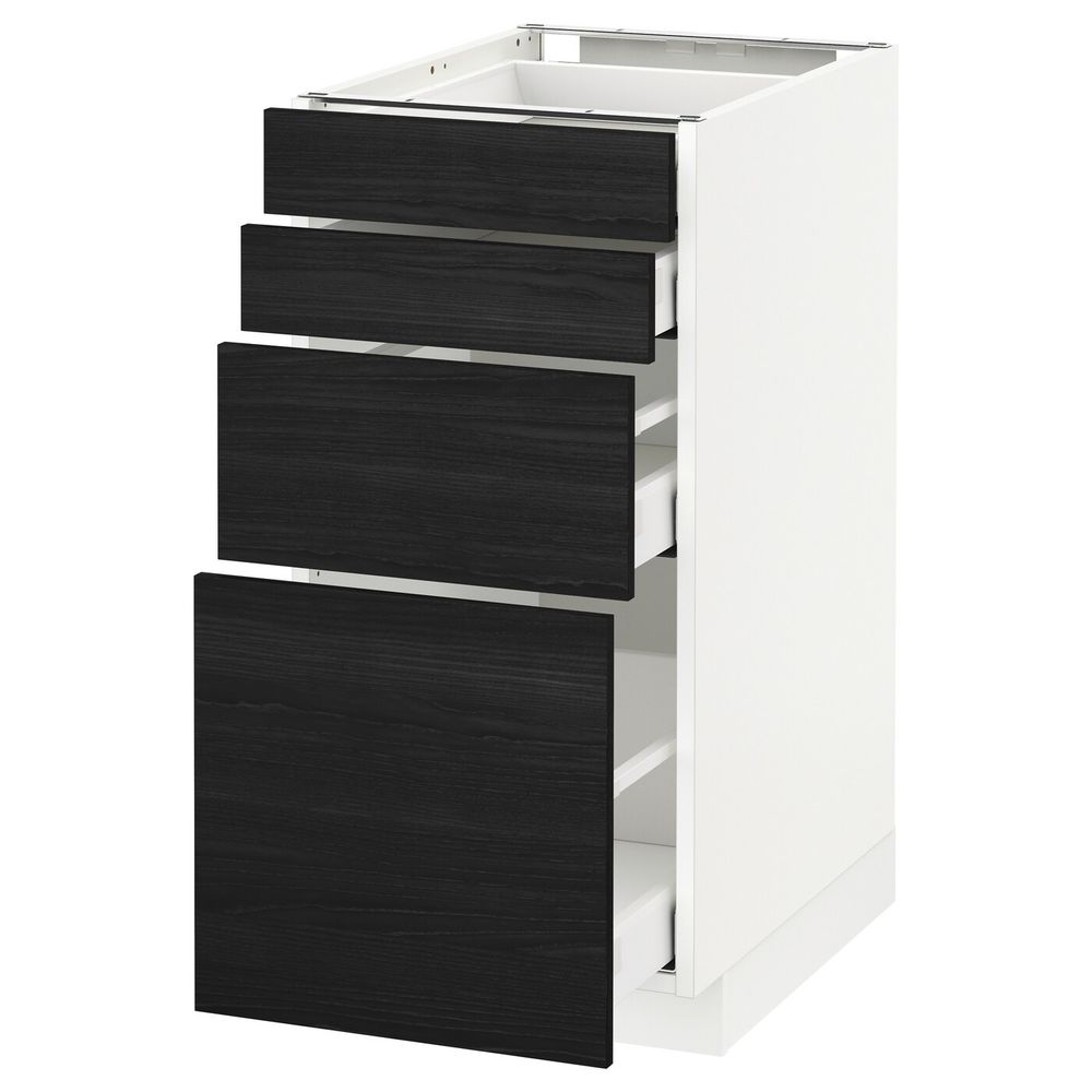 Напольный шкаф 4 фронтальных панели, 4 ящика, белый, Тингсрид черный 40x60 см IKEA МЕТОД / МАКСИМЕРА 392.357.76 - схема-чертеж с размерами