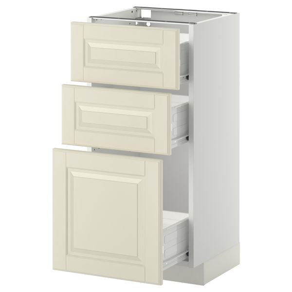 Напольный шкаф с 3 ящиками МЕТОД / ФОРВАРА, белый, Будбин белый с оттенком - схема-чертеж с размерами