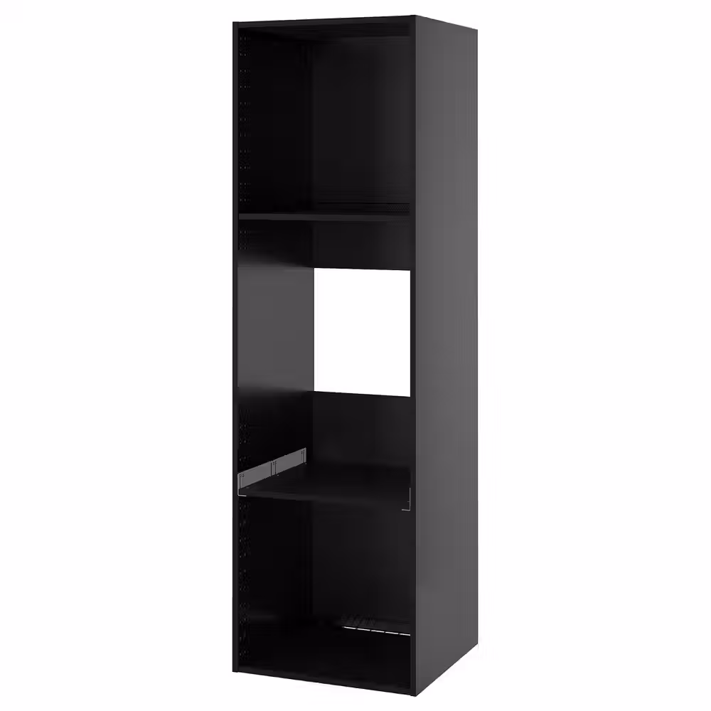 METOD Каркас высокого шкафа д/духов/холод - черно-серый 60x60x200 см - схема-чертеж с размерами