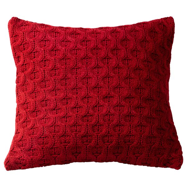 Чехол на подушку ВИВИАННА, вязаный, красный (50x50 см) - фото 1