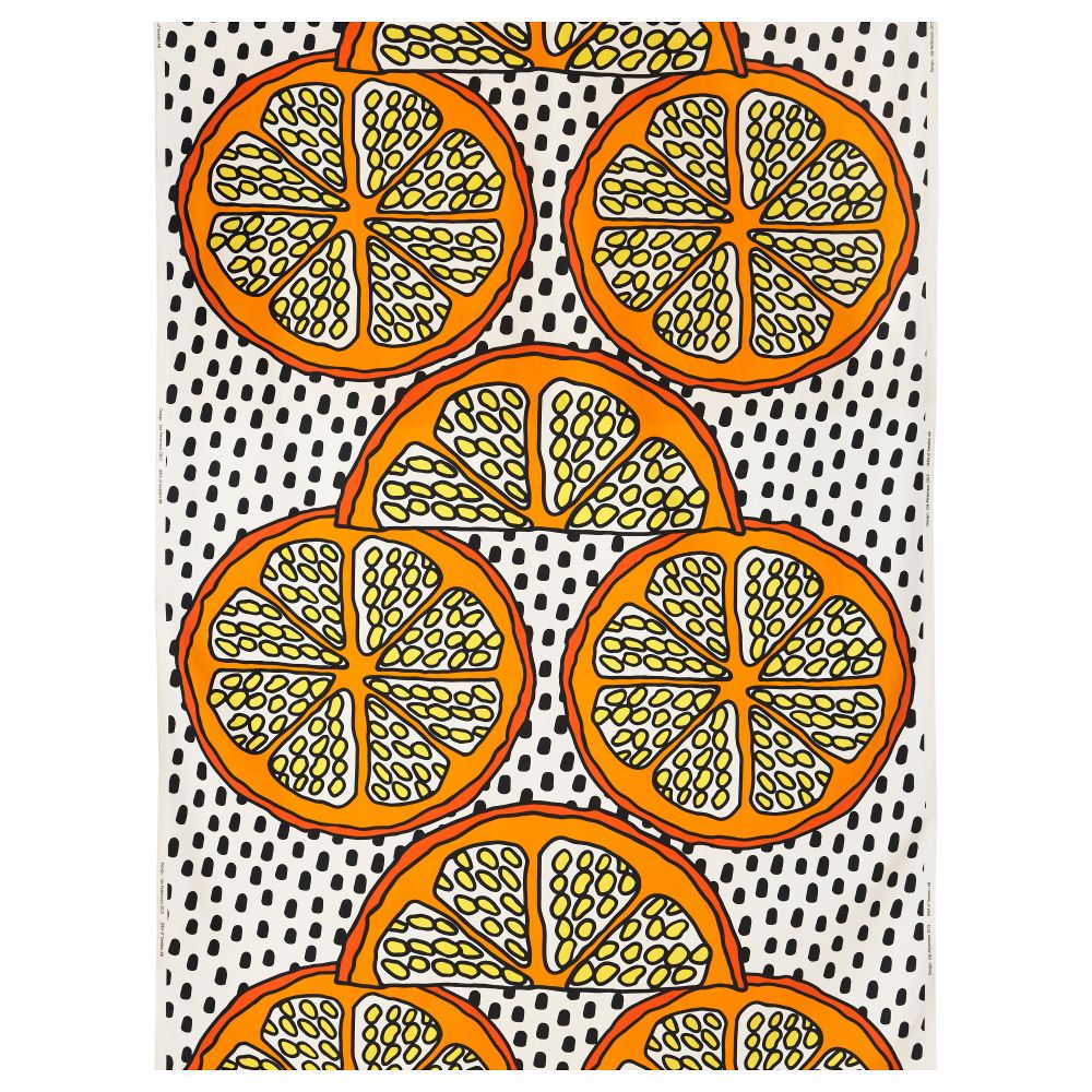 Ткань ОРАНГЕЛИЛЬЯ, оранжевый, белый/черный (150 см) - фото 1