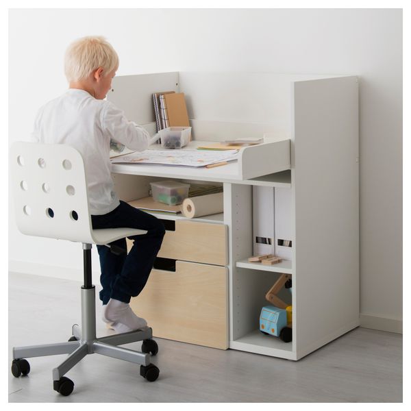 Стол с 2 ящиками СТУВА, белый, береза (90x79x102 см) - фото 3