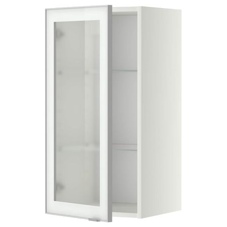 Навесной шкаф/полки/стеклян дверца, белый/Ютис матовое стекло 40x80 см IKEA METOD МЕТОД 194.470.53